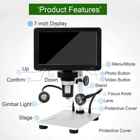 1080 بكسل المجهر الرقمي ، مع شاشة 7 '' 'LCD ، التكبير 1200x ، عارض حزام الماس لتقييم المجوهر in Saudi Arabia