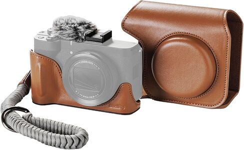 SMALLRIG PowerShot V1 Leather Case Kit for Canon, Including Half Leather Crate, Flip Case Cover, Wrist Strap & Furry Windscreen, Portable and Protecting (Black) -5386 in Saudi Arabia
