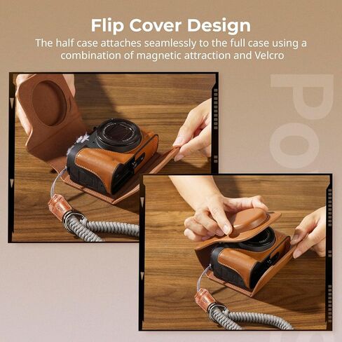 SMALLRIG PowerShot V1 Leather Case Kit for Canon, Including Half Leather Crate, Flip Case Cover, Wrist Strap & Furry Windscreen, Portable and Protecting (Black) -5386 in Saudi Arabia