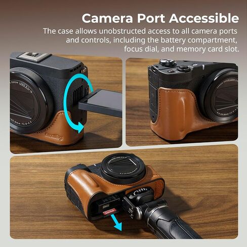 SMALLRIG PowerShot V1 Leather Case Kit for Canon, Including Half Leather Crate, Flip Case Cover, Wrist Strap & Furry Windscreen, Portable and Protecting (Black) -5386 in Saudi Arabia