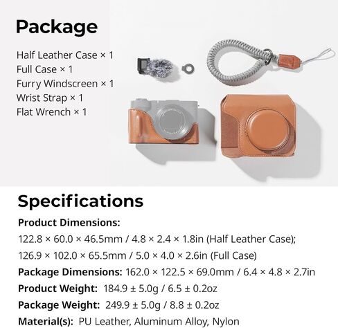 SMALLRIG PowerShot V1 Leather Case Kit for Canon, Including Half Leather Crate, Flip Case Cover, Wrist Strap & Furry Windscreen, Portable and Protecting (Black) -5386 in Saudi Arabia