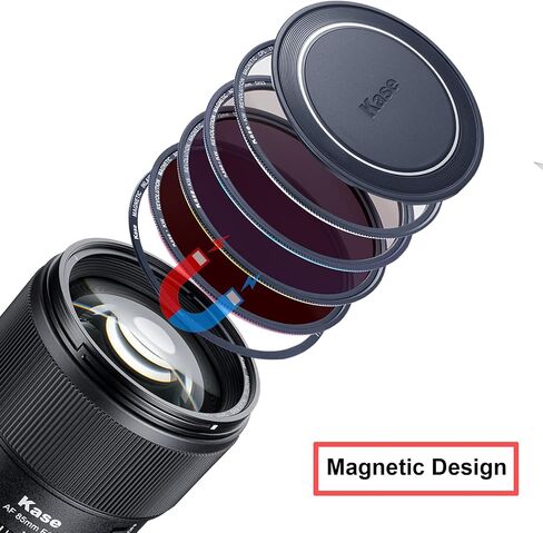 Kase 49mm Wolverine Revolution Plus Master Magnetic Filters Kit Includes CPL ND8 ND64 ND1000 Lens Cap & Filter Bag, Shockproof Tempered Optical Glass & Color Coded Rings in Saudi Arabia