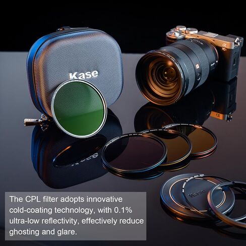 Kase 49mm Wolverine Revolution Plus Master Magnetic Filters Kit Includes CPL ND8 ND64 ND1000 Lens Cap & Filter Bag, Shockproof Tempered Optical Glass & Color Coded Rings in Saudi Arabia
