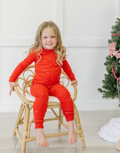 moimoln Sibling Matching 6M-8Y Soft Warm Cotton Modal Character Long Sleeve Snug-Fit Pajama Long Sleeve Sleepwear Daily in Kuwait