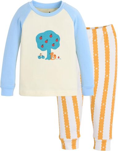 moimoln Sibling Matching 6M-8Y Soft Warm Cotton Modal Character Long Sleeve Snug-Fit Pajama Long Sleeve Sleepwear Daily in Kuwait