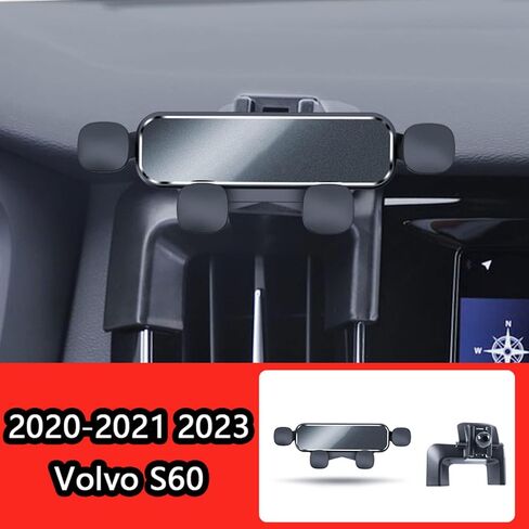حامل هاتف السيارة لـ Volvo S60 2020-2021 2023 ، حامل قابل للتعديل 360 درجة ، قبضة آمنة ، وسهلة الاستخدام ، ويدًا خالية من اليدين للقيادة الآمنة ، والتصميم اليومي المتين ، والأسود in Saudi Arabia