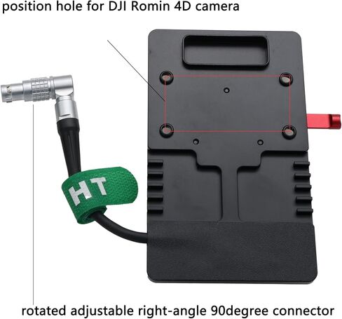 Battery Plate V-Mount Power for DJI Ronin 4D, Right Angle Rotatable Adjustable 6 Pin Female 8cm in Saudi Arabia