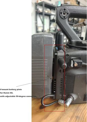 Battery Plate V-Mount Power for DJI Ronin 4D, Right Angle Rotatable Adjustable 6 Pin Female 8cm in Saudi Arabia