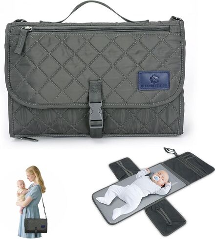 2-in-1 Diaper Changing Pad with Detachable Storage, Quilted Design, Waterproof, Travel-Friendly in Saudi Arabia