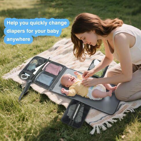 2-in-1 Diaper Changing Pad with Detachable Storage, Quilted Design, Waterproof, Travel-Friendly in Saudi Arabia