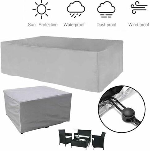 Garden Furniture Cover Upgraded 420D Durable Oxford Cloth Rectangular Table Cover Suitable for Wicker Cube Chair Sofa Outdoor Furniture Protective Cover(218 * 218 * 30cm) in Kuwait