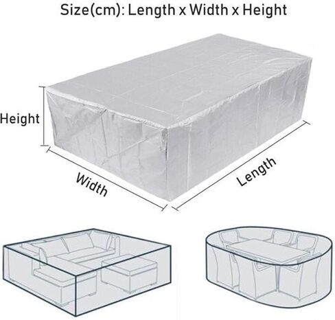 Garden Furniture Cover Upgraded 420D Durable Oxford Cloth Rectangular Table Cover Suitable for Wicker Cube Chair Sofa Outdoor Furniture Protective Cover(218 * 218 * 30cm) in Kuwait