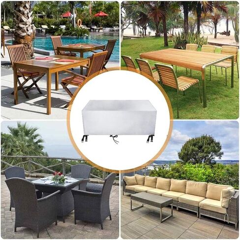 Garden Furniture Cover Upgraded 420D Durable Oxford Cloth Rectangular Table Cover Suitable for Wicker Cube Chair Sofa Outdoor Furniture Protective Cover(218 * 218 * 30cm) in Kuwait