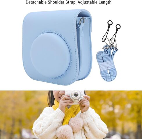 Zopsc camera camera came for mini12/mini11 ، حقيبة تخزين جلدية بو مع إغلاق مغناطيسي وحزام كتف قابل للتعديل ، حقيبة crossbody للفيلم (الأرجواني) in Kuwait