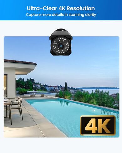 Zosi 2Pack 4K 8MP Camera Poe IP Bullet مع كابل إيثرنت 100 قدم ، مع الصوت ، اكتشاف الإنسان ، رؤية ليلية 100 قدم ، عدسة 4.0 مم ، زاوية عرض 110 درجة ، IP66 مقاومة للعوامل الجوية (اعمل فقط مع 4K PO لدينا in Kuwait