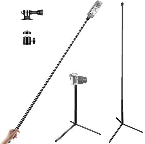 2-in-1 59in كاميرا سيلفي عصا عصا ترايبود + رأس الكرة مع 1/4 بوصة محول + gopro ، 5 قسم تلسكوبية shelpie غير مرئي عصا ، متوافقة مع insta360 dji goPro in Kuwait