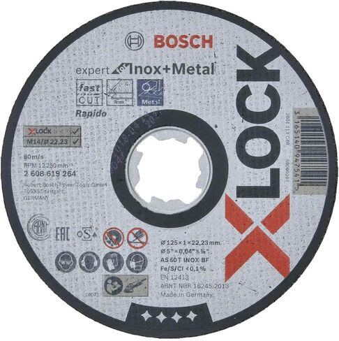 Bosch Professional 2608619264 Straight Cutting Disc Expert (for INOX and Metal, X-Lock, Ø125 mm, Bore Diameter: 22.23 mm, Thickness: 1 mm) in Saudi Arabia