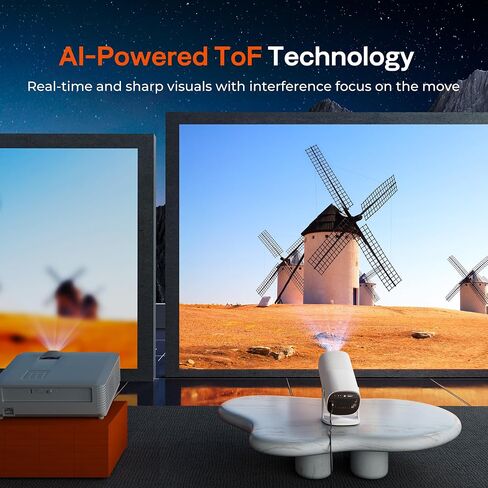 [FOCSOR Auto Focus & Auto keystone في الوقت الفعلي/في الوقت الفعلي ، عرض 1080 بكسل عرض هالوين مع WIFI 5G و Bluetooth ثنائية الاتجاه ، 270 درجة ، دوران ذكي حقيقي ، Proyector for Home Bed Room Outdoor Outdoor in Kuwait