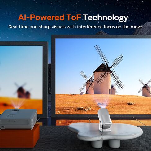 [FOCSOR Auto Focus & Auto keystone في الوقت الفعلي/في الوقت الفعلي ، عرض 1080 بكسل عرض هالوين مع WIFI 5G و Bluetooth ثنائية الاتجاه ، 270 درجة ، دوران ذكي حقيقي ، Proyector for Home Bed Room Outdoor Outdoor in Kuwait