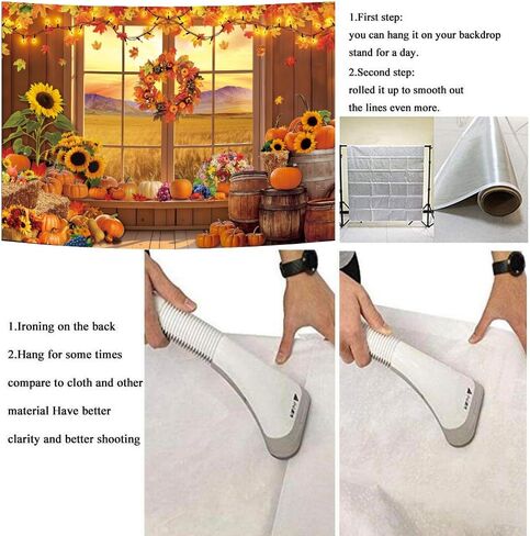 Fall Window Backdrop for Photography Autumn Pumpkin Maple Leaf Sunflower Background for Autumn Birthday Baby Shower Thanksgiving Party Banner Photo Booth Props (7x5FT（210x150cm）) in Saudi Arabia