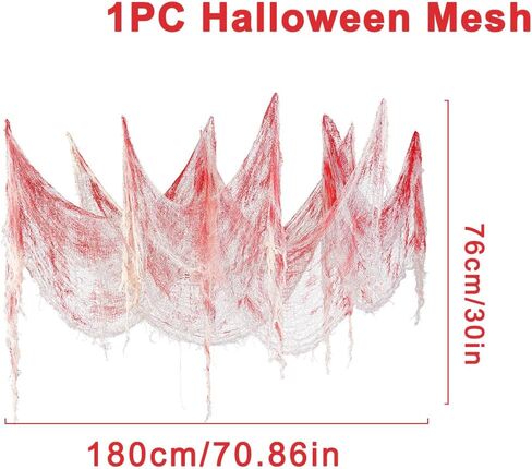 1 PC Red Bloody Halloween Creepy Cloteby ، 71 "× 30" منزل مسكون زخرفة شاش زاحف ، قماش عصبي معلق ديكور عيد الهالوين لطفر في الهواء الطلق جدار الجدار الرعب لوازم الحفلات تحت عنوان الحفلات in Saudi Arabia