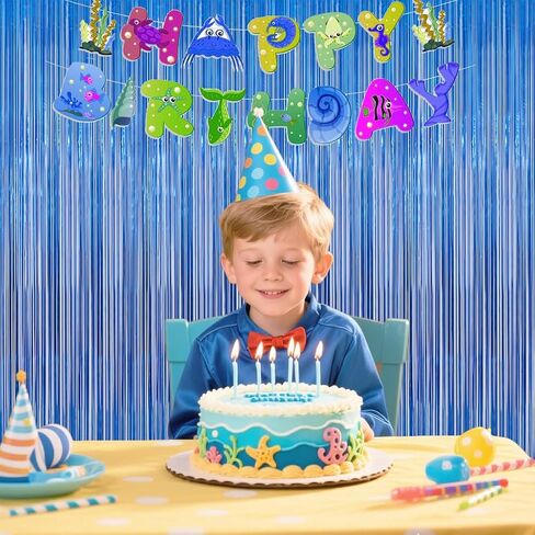 2 Pack Orange and Blue Streamers Party Decorations, 3.3ft x 6.6ft Tinsel Foil Fringe Curtains Backdrop Birthday Decorations for Dog Man Themed Blue and Orange Party Decorations in Saudi Arabia