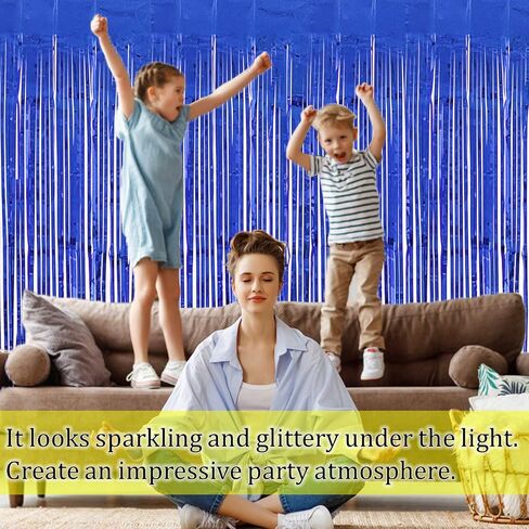 2 Pack Orange and Blue Streamers Party Decorations, 3.3ft x 6.6ft Tinsel Foil Fringe Curtains Backdrop Birthday Decorations for Dog Man Themed Blue and Orange Party Decorations in Saudi Arabia