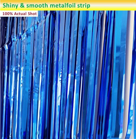 2 Pack Orange and Blue Streamers Party Decorations, 3.3ft x 6.6ft Tinsel Foil Fringe Curtains Backdrop Birthday Decorations for Dog Man Themed Blue and Orange Party Decorations in Saudi Arabia