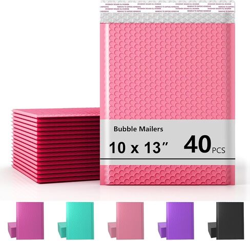 8.5 x 11 Inch Bubble Mailer 40 Pack, Waterproof Padded Envelopes with Strong Self-Seal Adhesive, Cushioning Shipping Bags with Bright Color for Small Business - Hot Pink in Saudi Arabia