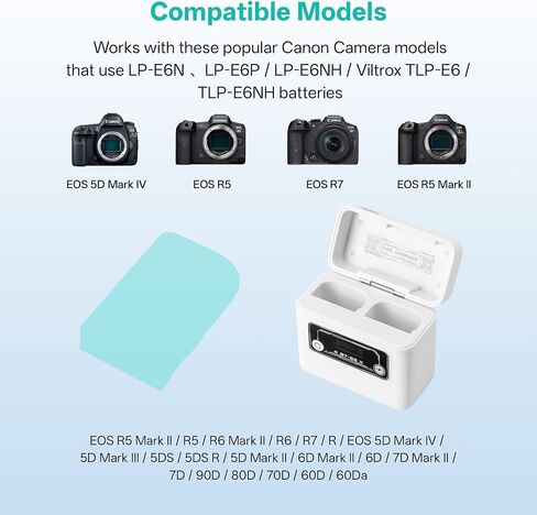حالة شاحن بطارية الكاميرا المزدوجة Viltrox BT-E6 مع بطارية مدمجة 7.4 فولت / 5.5AH ، متوافقة مع Canon LP-E6n in Saudi Arabia