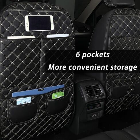 2 أجهزة كمبيوتر ل Hyundai Santa 2024 2025 2026 حصيرة ركلة مقعد السيارة ، واقي الغطاء الخلفي من وسادة المقعد ، وسهل تنظيف مسند الظهر حماية السيارة مقاومة للارتداء ، ب أسود in Kuwait
