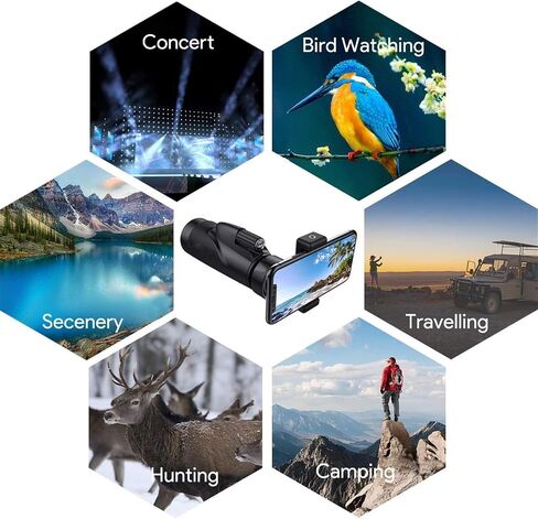 Waterproof Monocular Telescope for Adults - 12 * 50 Binoculars with Smartphone Adapter and Tripod for Bird Watching and Outdoor Adventures in Saudi Arabia