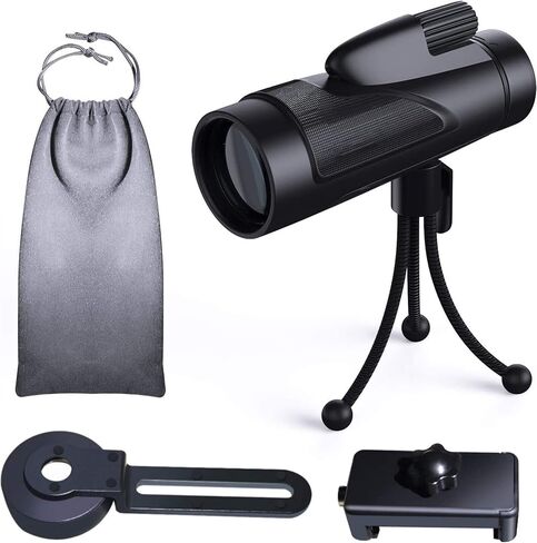 Waterproof Monocular Telescope for Adults - 12 * 50 Binoculars with Smartphone Adapter and Tripod for Bird Watching and Outdoor Adventures in Saudi Arabia