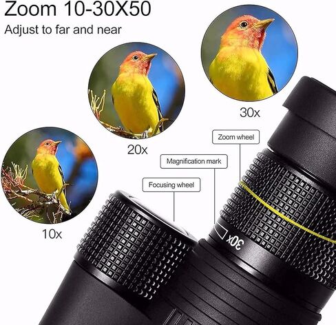 10-30x50 HD تلسكوب أحادي التكبير عالية الطاقة أحادي البالغين مع حامل الهواتف الذكية و Tripod BAK4 PRISM و MONOCULALS FMC الحادياء الحياة البرية in Kuwait