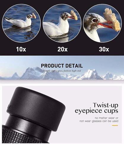 10-30x50 HD تلسكوب أحادي التكبير عالية الطاقة أحادي البالغين مع حامل الهواتف الذكية و Tripod BAK4 PRISM و MONOCULALS FMC الحادياء الحياة البرية in Kuwait