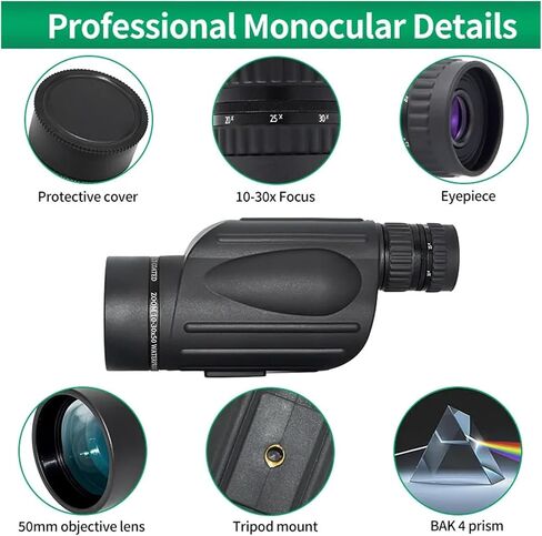 10-30x50 HD Zoom Telescope Professional Strong Long Ranger Monoculars Camping for Bird Whatching Travel Hunting مع Tripod Sharp Images in Saudi Arabia