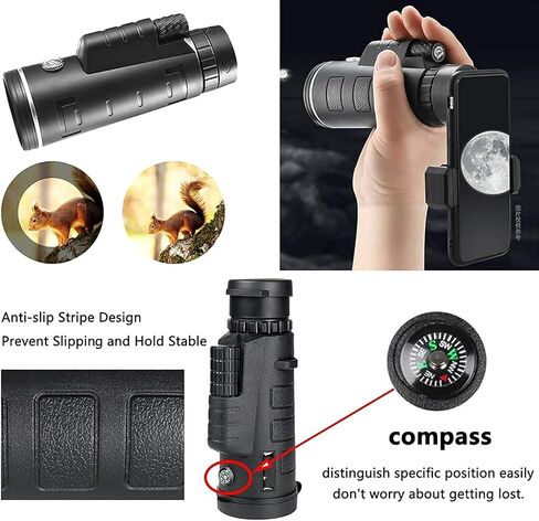 Super Teapto Zoom Monocular Telescope مقاومة للماء رؤية ليلية مقاومة للضباب أحادي اللون مع حامل الهواتف الذكية وترايبود مثالي لمشاهدة تسلق الجبال المشي لمسافات طويلة in Kuwait