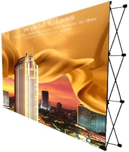 Portable Backdrop Booth Frame Frame Tension Fraph Prope Display عرض لافتة مع حقيبة حمل للحفل الصوتي وحفلة عيد الميلاد والمعرض (حامل فقط) (اللون: أسود ، الحجم: 7.5 × 7.5 ') in Kuwait