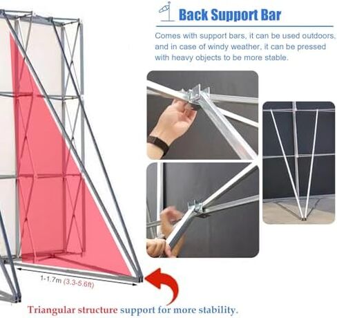 توتر النسيج عرض Backdrop Banner Stand ، إطار كشك منبثقة محمولة لمعرض المعرض التجاري ، معرض معرض المقصور من الورق المقاومة للاستخدام (3x2m (9.8x6.6ft)) in Kuwait