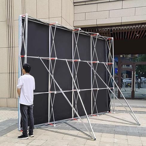 توتر النسيج عرض Backdrop Banner Stand ، إطار كشك منبثقة محمولة لمعرض المعرض التجاري ، معرض معرض المقصور من الورق المقاومة للاستخدام (3x2m (9.8x6.6ft)) in Kuwait