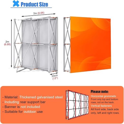 توتر النسيج عرض Backdrop Banner Stand ، إطار كشك منبثقة محمولة لمعرض المعرض التجاري ، معرض معرض المقصور من الورق المقاومة للاستخدام (3x2m (9.8x6.6ft)) in Kuwait