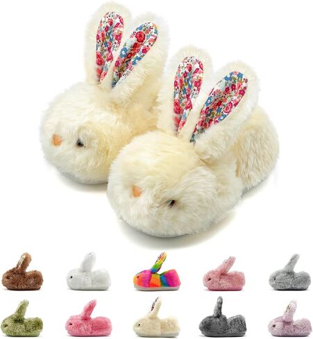 Toddler Slippers Boy and Girl Bunny Slippers Plush Cute Non-Slip Warm Winter Shoes, Suitable for indoor and outdoor Kids Slippers in Kuwait
