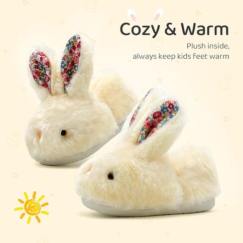 Toddler Slippers Boy and Girl Bunny Slippers Plush Cute Non-Slip Warm Winter Shoes, Suitable for indoor and outdoor Kids Slippers in Kuwait