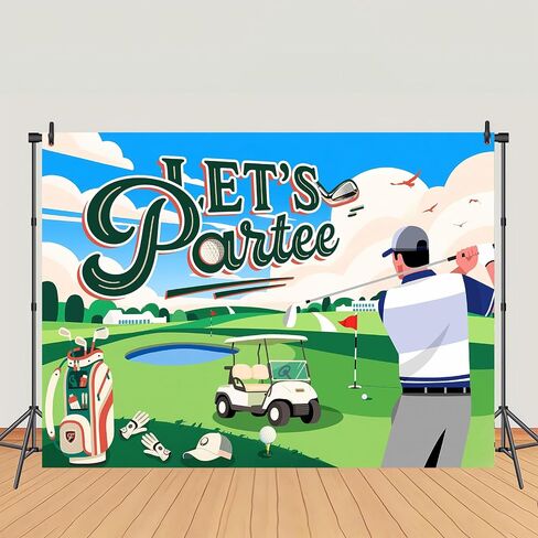 7x5ft دعنا نعلم الجولف موضوع عيد ميلاد خلفية نادي Green Grass Sports خلفية صورة للكبار أطفال جولف عيد ميلاد ديكورات حفلة لافتة صور كشك الاستوديو in Saudi Arabia