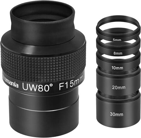 Astromania Astronomical 2"/M48-extension Tube Kit for Cameras and eyepieces - Length 5mm 8mm 10mm 20mm 30mm - Bundle with - Ultra Wide 80 Degree Telescope Eyepiece 2 inch 15mm in Saudi Arabia