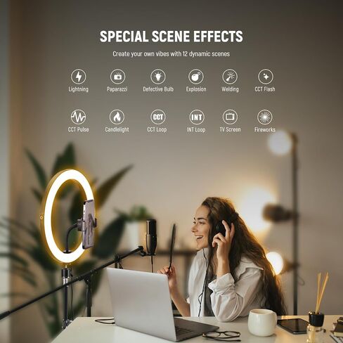 NEEWER 12" 24W High Power LED Ring Light & Basics HM01-D 29" Arc Lamp, Ringlight with 71" Tripod Stand Phone Holder Compatible with iPhone, Video Recording Makeup Selfie Studio Streaming Lighting in Saudi Arabia