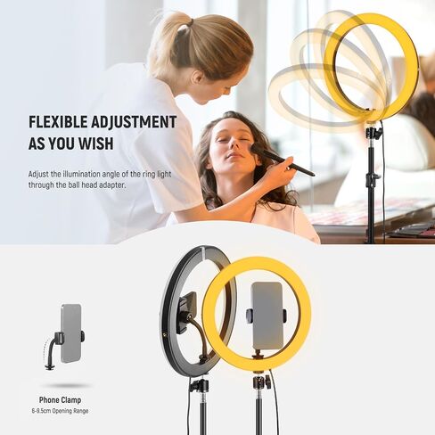 NEEWER 12" 24W High Power LED Ring Light & Basics HM01-D 29" Arc Lamp, Ringlight with 71" Tripod Stand Phone Holder Compatible with iPhone, Video Recording Makeup Selfie Studio Streaming Lighting in Saudi Arabia