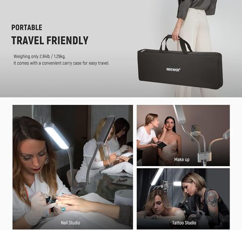 NEEWER BH40B Esthetician Light & Basics HM01-D 29" Arc Lamp, Bi Color Stepless Dimmable Tattoo Lighting Lash Lamp with Phone Holder & Bag, 2.4G/PC/MAC Control & Separate Control of 2 LED Light Heads in Saudi Arabia