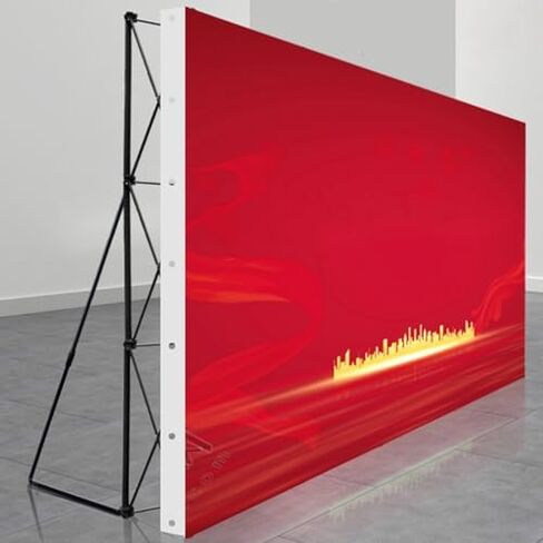 Iron Frame X Banner Stand, Collapsible Portable Trade Show Backdrop, Pop Up Banner Booth Display for Parties, Exhibit, Conference, Wedding(2.3m(7.5ft) Hx4.55m(15ft) L) in Saudi Arabia