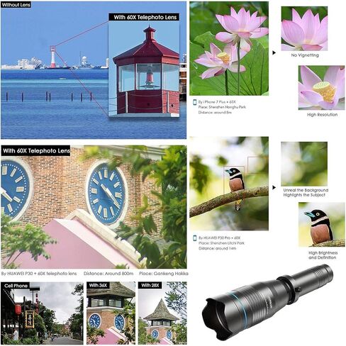 ترايبود ترايبود وحقيبة تخزين لمشاهدة الطيور // التخييم 60X تكبير التكبير أحادي الصب in Kuwait